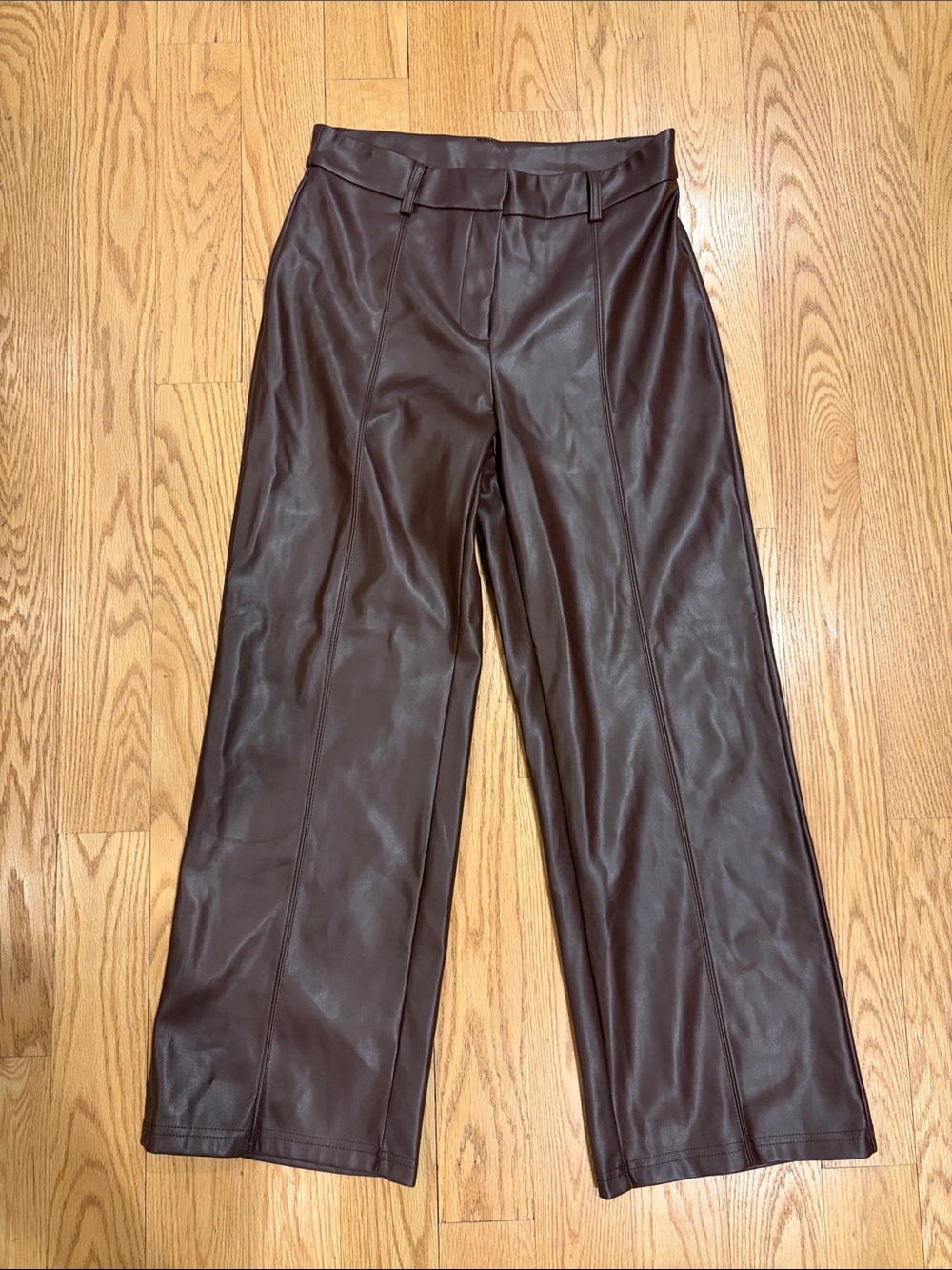 7 For All Mankind Wide-Leg Faux Leather Pants - Dark Brown